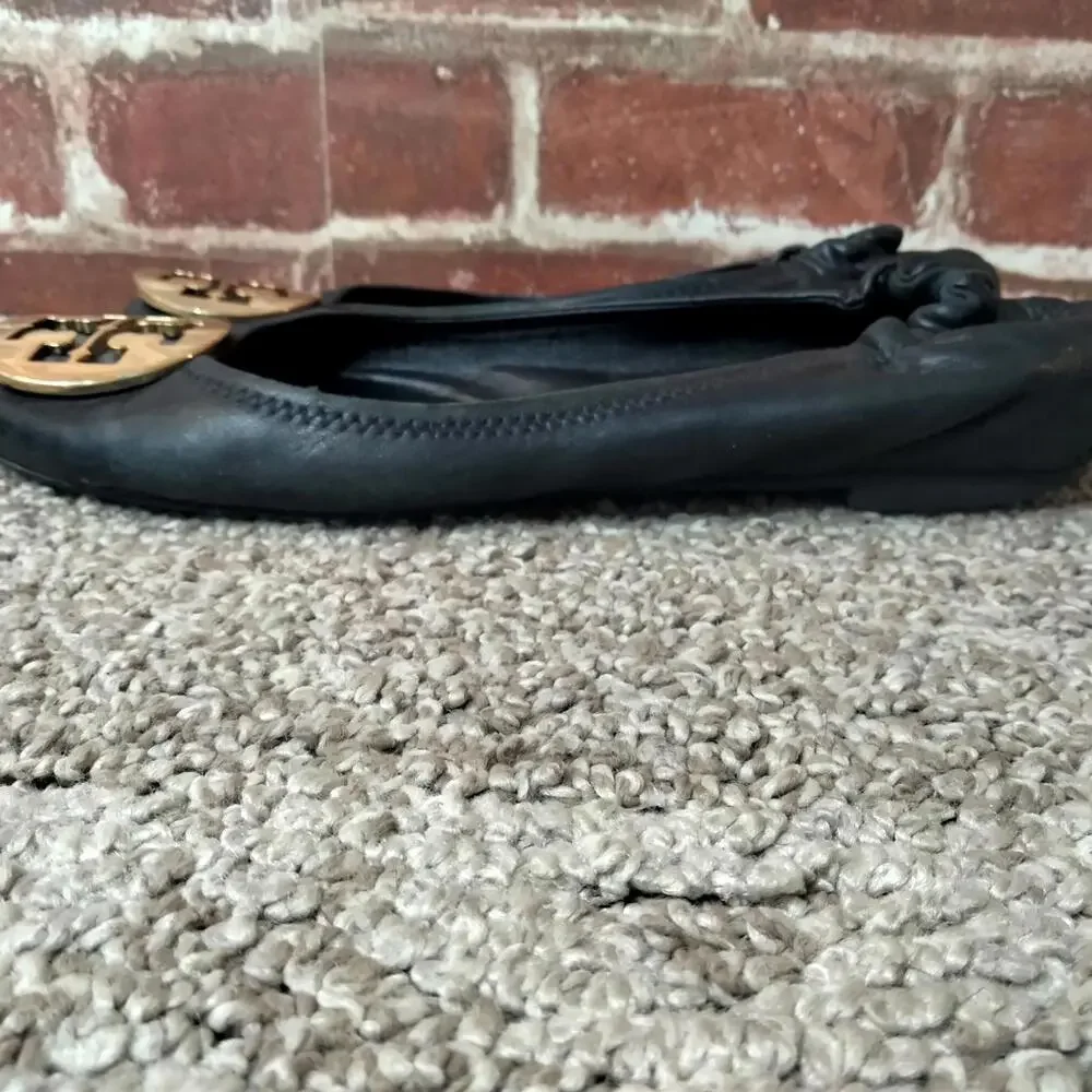 Tory Burch Flats Womens Size 7 Black Leather TLC Project Ballet Mini